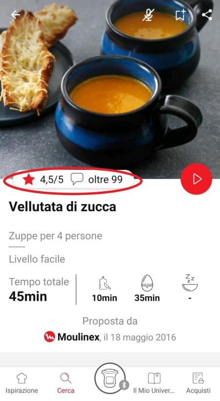 highlighting rating & comments feature from recipe page in the Companion app