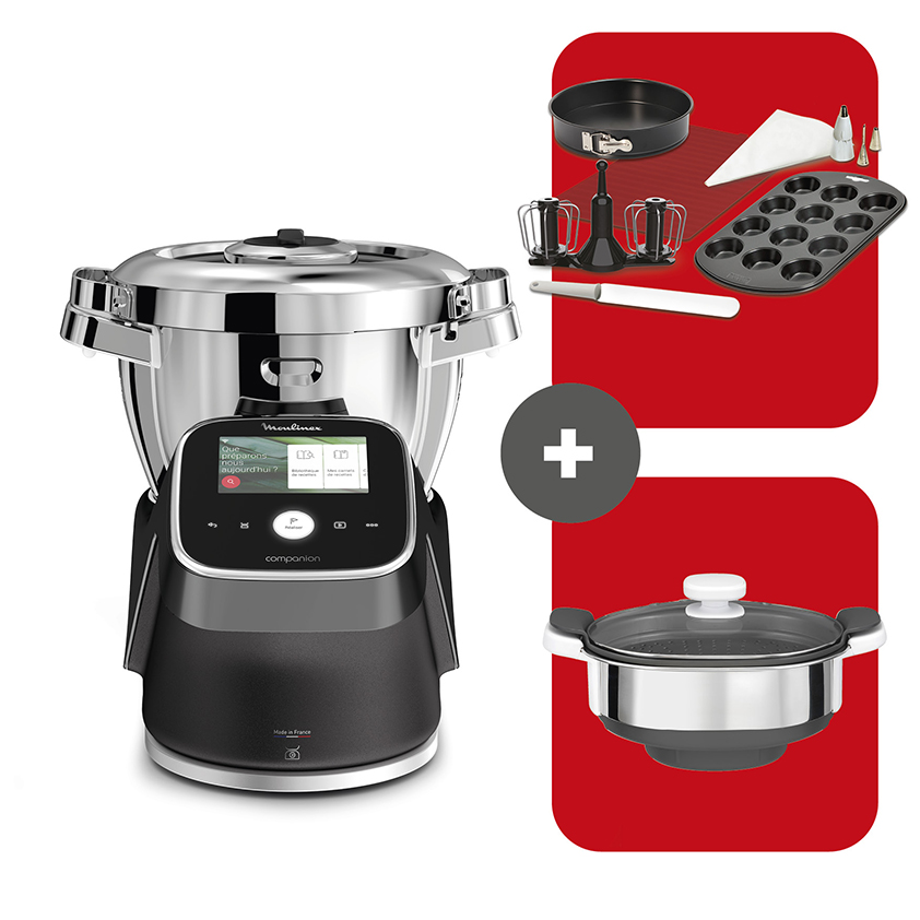 Moulinex Pack Esclusivo Online - Robot Da Cucina Multifunzione I-Companion Touch Pro Vaporiera Kit Per Ricette Da Forno
